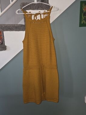 Universal Thread Mustard Yellow Crochet Knit Romper
